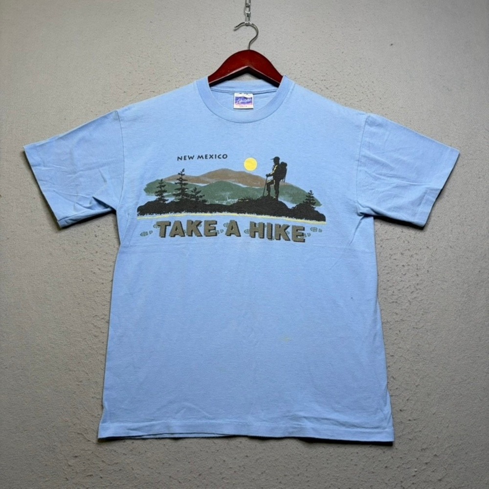 Lifestyles Resort Wear T-Shirt Mens M Blue New Mexico Take A Hike Vintage 90s